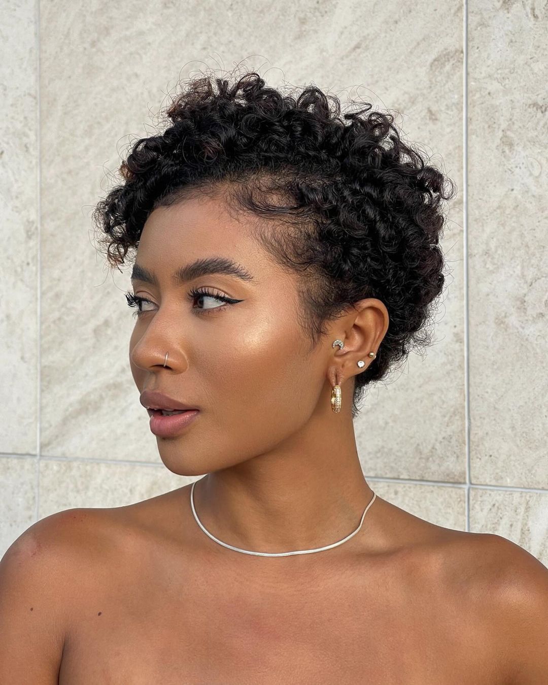 Short Delicate Natural Curly Pixie